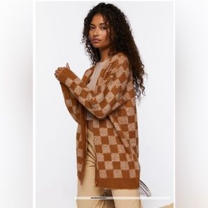 Checkered Cardigan Sweater